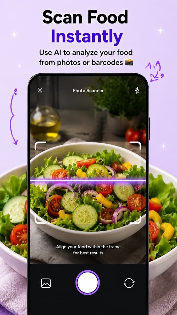 Scan food instantly screen